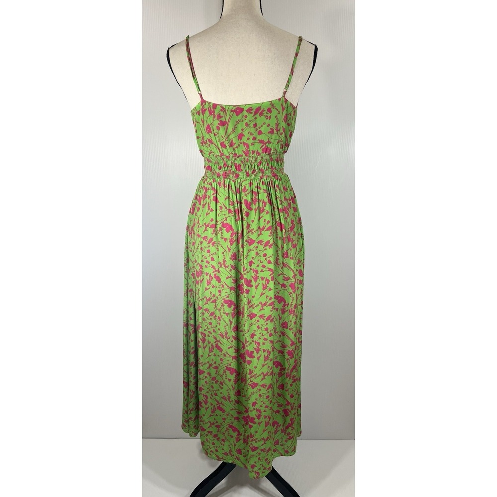 GILNER FARRAR Amelie Maxi Dress Sz S Green Pink Floral Print Smocked Waist *READ - Picture 5 of 12
